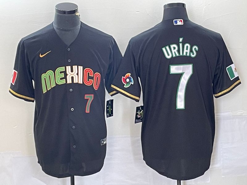 Men 2023 World Cub Mexico #7 Urias Black Nike MLB Jersey style 91821